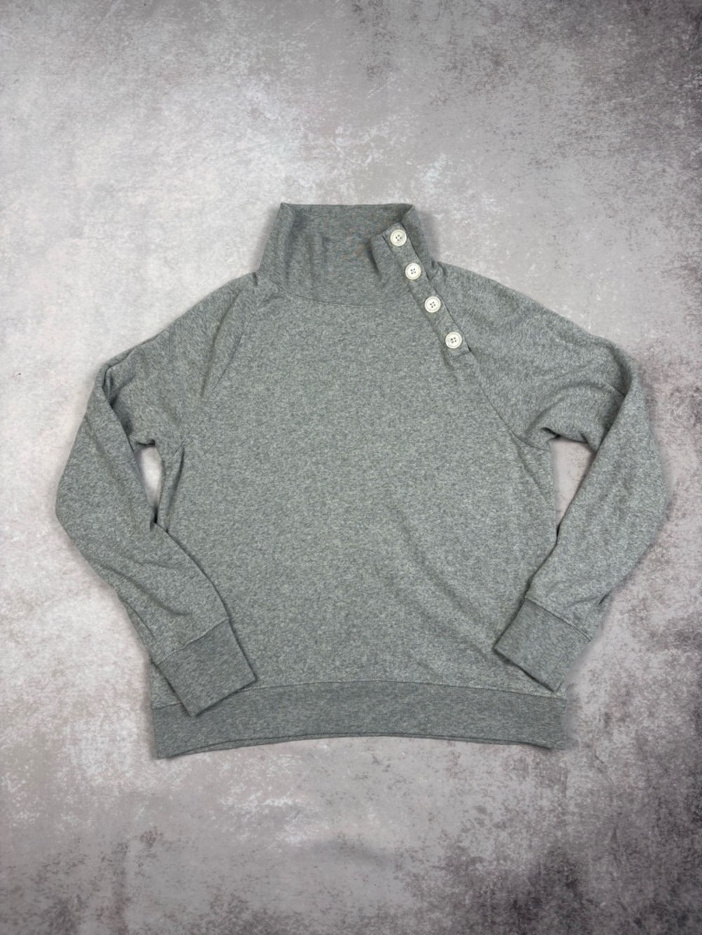 J.Crew Gray Button Neck Sweatshirt Pullover Cozy Casual Top Size S